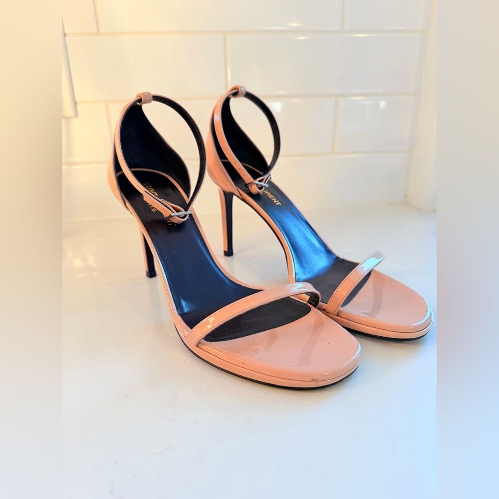 Saint Laurent Blush / Nude Strappy Heels - Women - Picture 3 of 14
